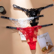 3 Pack Lot Sexy Womens Sheer Knicker Panties Thongs G string Underwear Lingeries