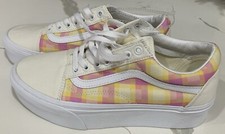 VANS Old Skool Stackform Platform Pastel Picnic Pink Plaid Shoes Womens 9 NEW