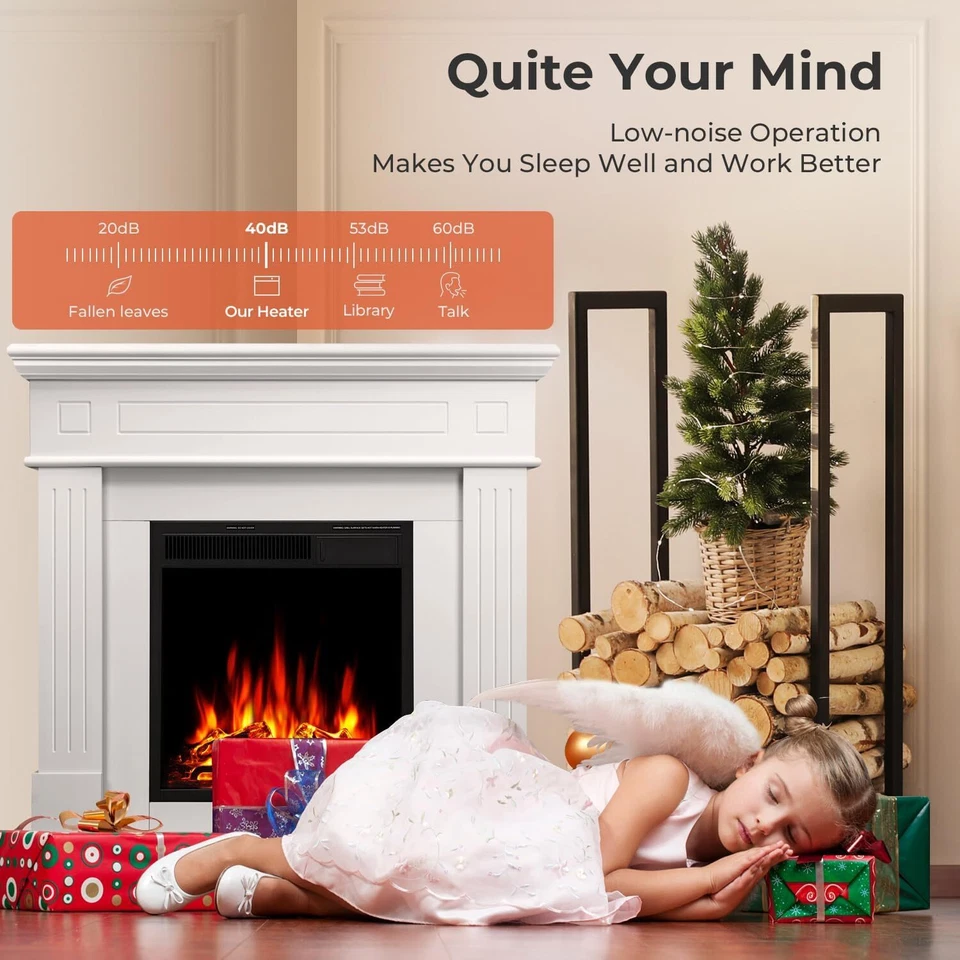 43” Corner Electric Fireplace Mantel Wooden Surround Firebox, TV Stand,Remote - Image 3 of 4