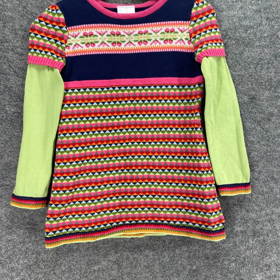 Hanna Andersson Sweater Pullover Girls M Medium Pink Striped Knit Cotton Casual - Image 4 of 4