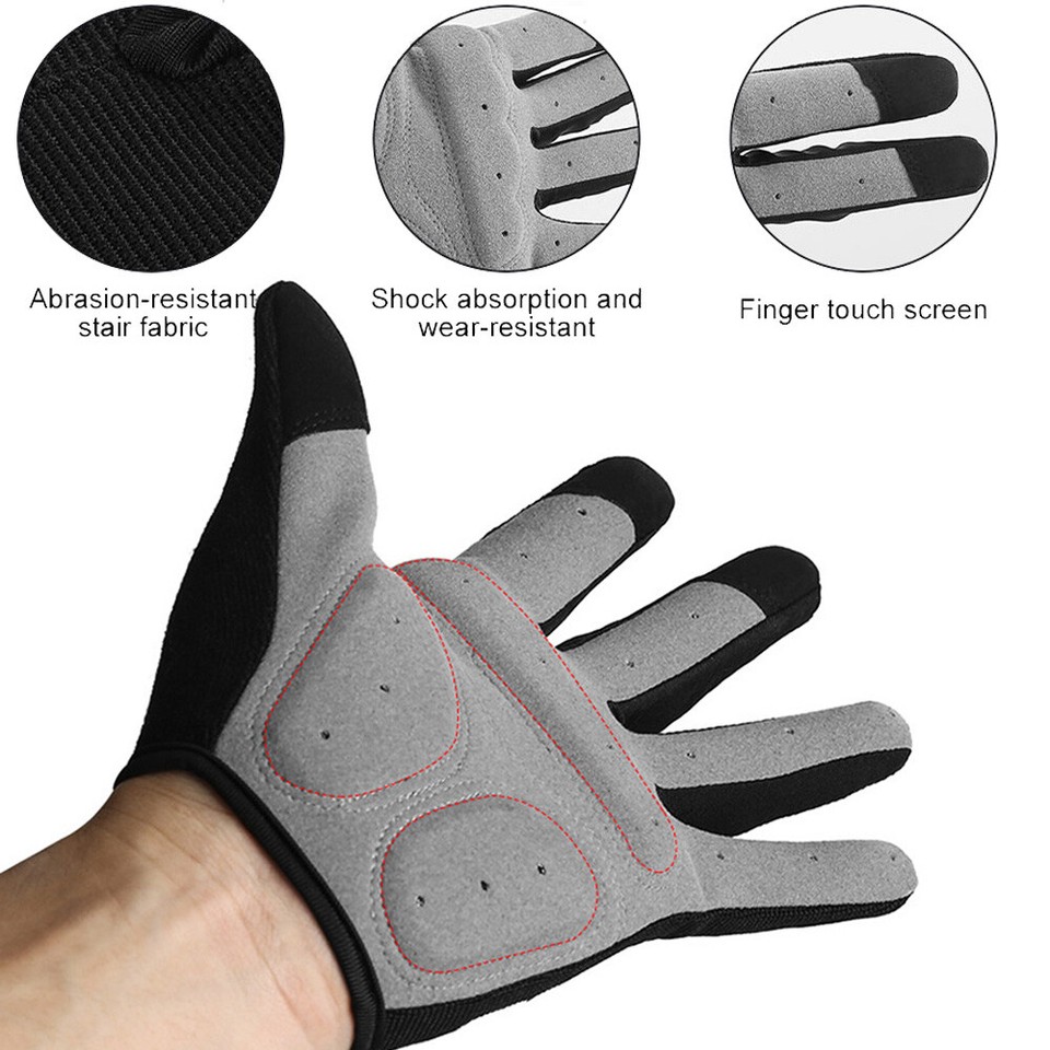 Workmaxx Full Finger Cycling Gloves With Gel Padded Palm - Touchscreen Compatible For Mountain & Road Biking