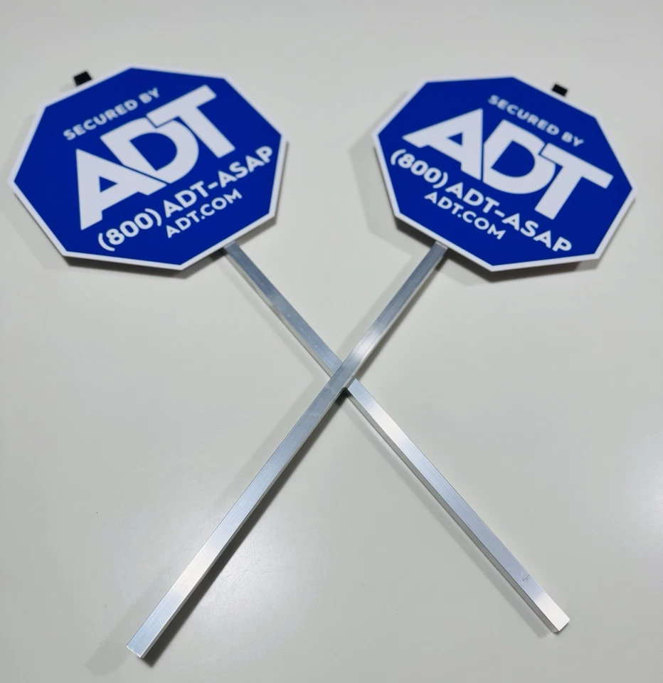 Juego de letreros de alarma azul oficial para el hogar ADT Security Yard (paquete de 2) Foto 2 de 4