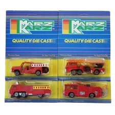 Vintage Marz Karz Fire Engines Diecast Red Set of 4