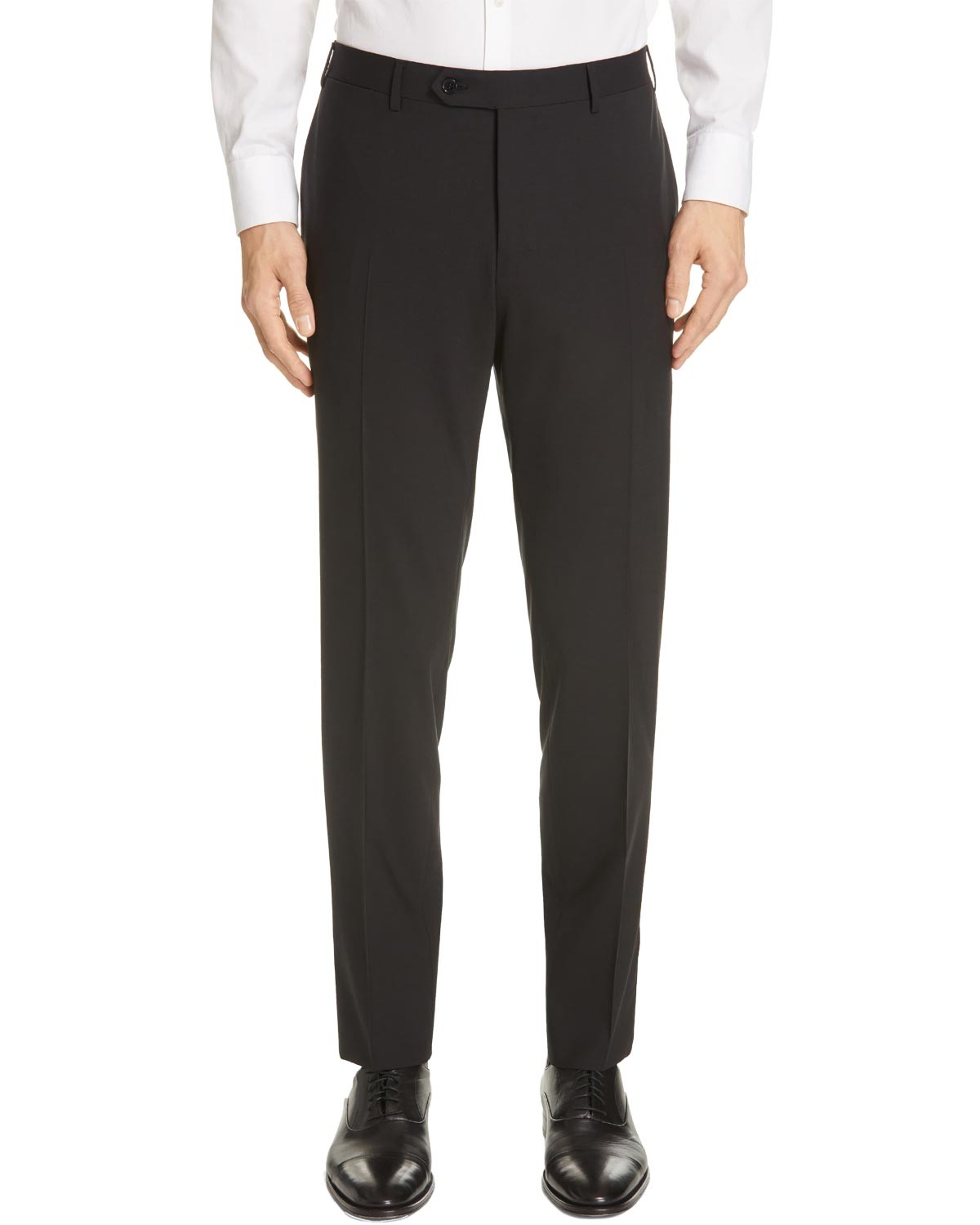 Мужские шерстяные брюки Luigi Bianchi Montova зауженного кроя с плоской подошвой спереди 38 Черный