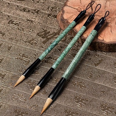1pc Natural Jadeite A-Goods Brush Ornament Calligraphy Study Four Treasures