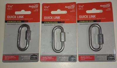 3x National Hardware 3/16 in  Quick Link V3167 Stainless Steel Heavy Duty