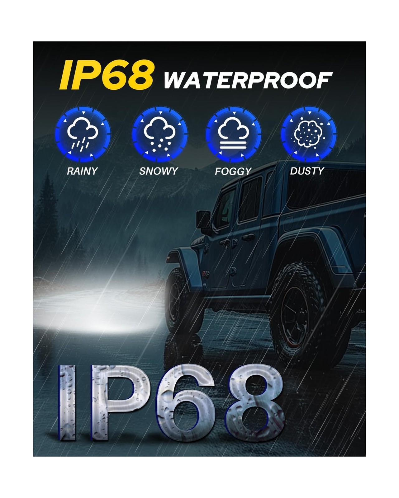 AUTOONE H11 LED Bulb - 36000LM, 1:1 Mini, Canbus, IP68, 2-Pack