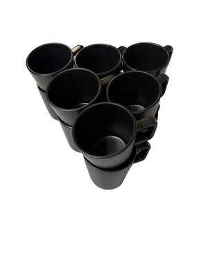 8er Set Tassen Pure Living Manhatten matt black Becher Kaffeetassen Geschirr