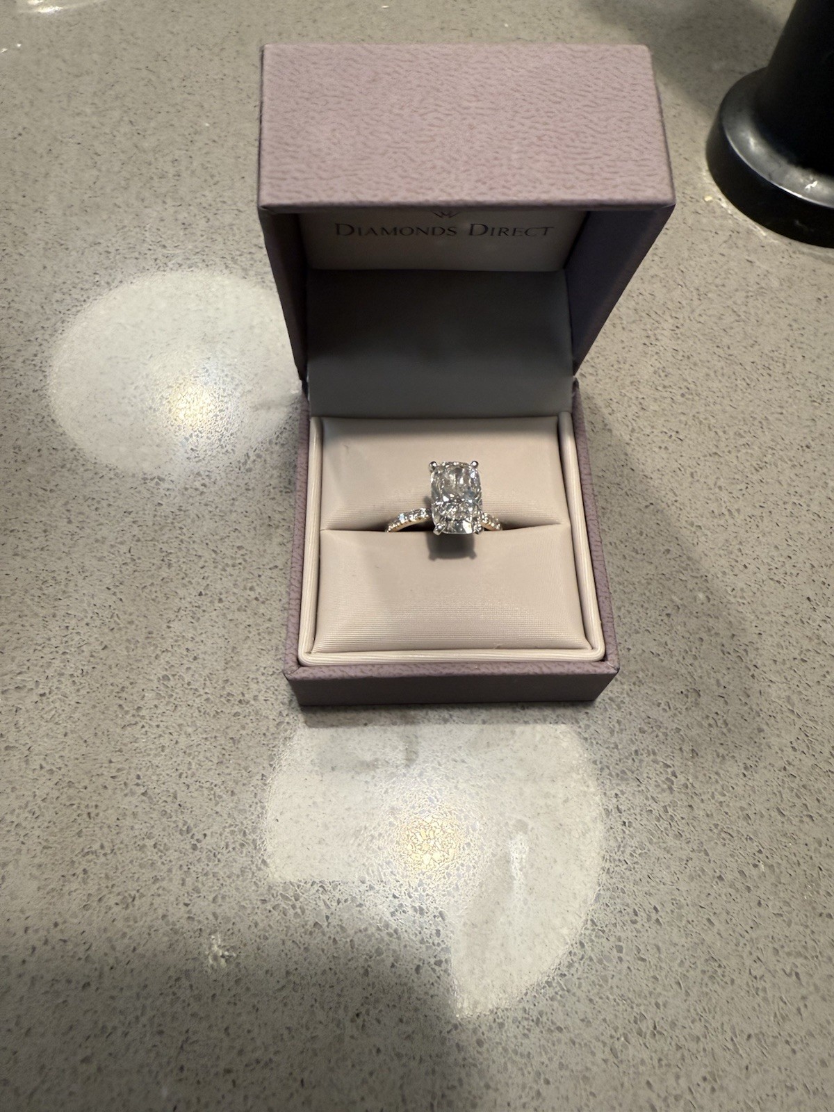 4.01 Lab Grown Elongated Cushion Diamonds Ring