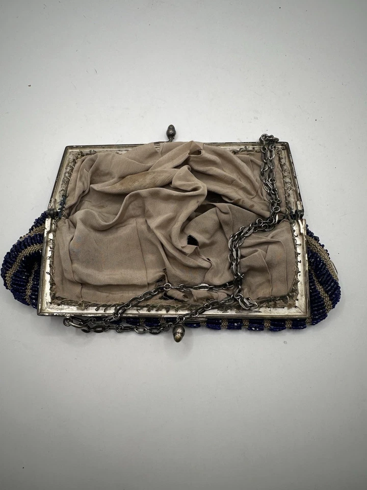 Антикварная стеклянная сумочка в стиле ар-деко с бисером - Изображение 4 из 4