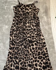 Leopard Print Sleeveless Maxi Dress Brown Black Scoop Neck Straps Casual