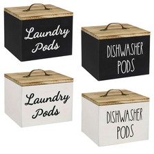 Wooden Storage Container with Lid Holder Dispenser for Laundry Room Bathroom