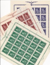 Stamp Germany Poland General Gov't Mi 117-9 Sheets 1944 WWII Hitler Set MNH