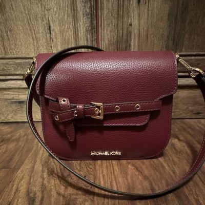 Michael Kors Burgundy Pebbled Crossbody Bag with Buckle  display picture 1