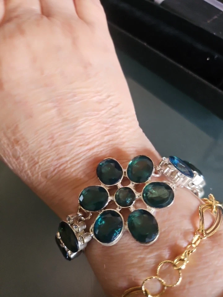 Pulsera Tenis Topacio Místico Silvertone 7-9" Nueva Sin Etiquetas Foto 4 de 4