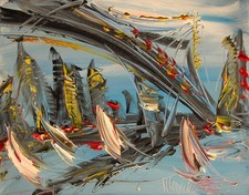 IMPRESSIONIST MODERN ART STRETCHED CANVAS  MUSIC COFFEE LANDSCAPE