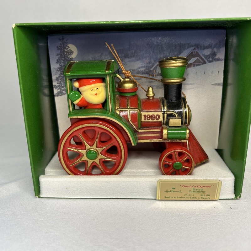Hallmark 1980 Santa's Express Here Comes Santa #2 Santa's Travel Ornament