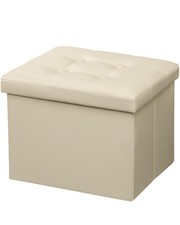 Storage Ottoman Foot Rest Stool 17 Inch Folding Leather Footstool Bench Short Be