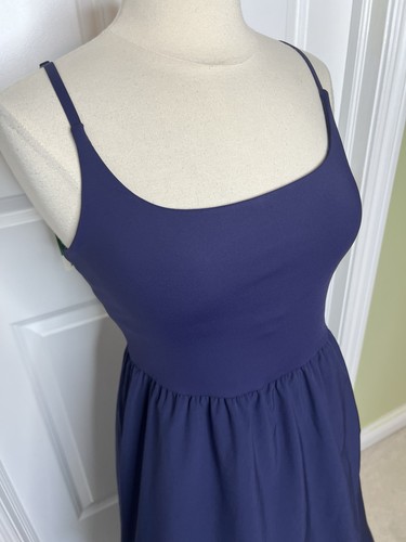 Halara Breezeful Dress Asymmetric Crossover Hem Flowy Blue Midi NWT Size M - Picture 2 of 8