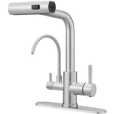 Pull-Down Kitchen Faucets, 3 Way Kitchen Sink Faucet with Pull Down Sprayer a...