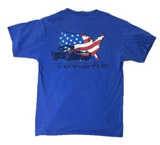 Corvette USA Museum Blue Shirt Men’s Large America Chevy Flag Racing