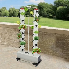 White Hydroponics Vertical Growing Kit 30 L 56 Planting Holes Germination Kit US