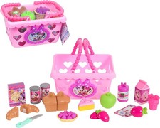 Disney Junior Minnie Bow-Tique Bowtastic Shopping Basket Set with Pretend Food a