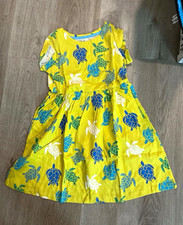 Mini Boden Girls Yellow Turtle Animal Print Fit Flare Dress 8-9Y