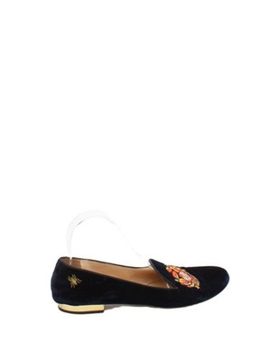 Charlotte Olympia flache Damenschuhe UK 6 blaue Grafik 100 % andere Ballerinas