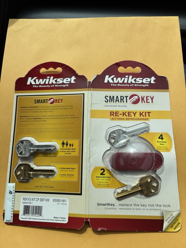 Kwikset Re-Key Kit Rekey Any Kwik Set Smart Key Lock - 6 Keys