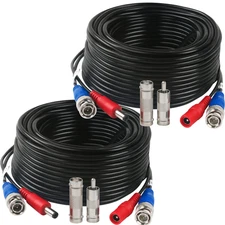 2 Pack 50 Feet BNC Video Power Cable,Bnc Extension Wire Video Security Camera Wi