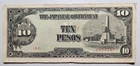 Philippines Japanese Invasion Money 10 Pesos 1940's Block 44