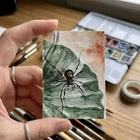 ACEO Original Art Card Black Spider Animal Watercolor 100% Hand Painting