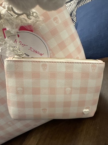 Neu mit Etikett Betsey Johnson XOTOTEY Beuteltasche rosa bunt Gingham Totenkopf BM30060 - Bild 3 von 7