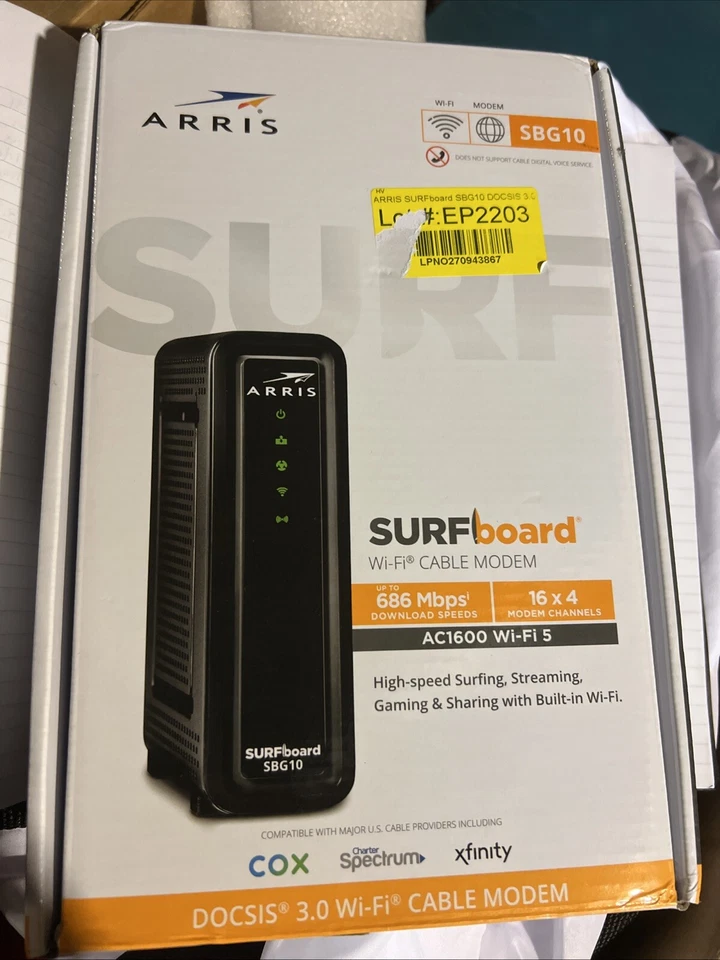 ARRIS SURFboard SBG10 DOCSIS 3.0 16 x 4 Gigabit Cable Modem - Image 2 of 2