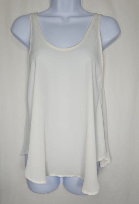 Lush Women's Ivory Semi-Sheer Lightweight Flowy Tank Top Size Small NWOT