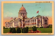 Arkansas State Capitol with Red Awnings, Little Rock, Arkansas Postcard