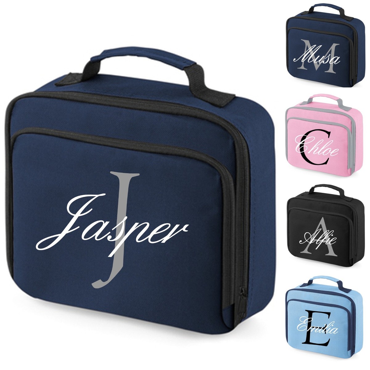 Personalised Script Lunch Bag Childrens School Insulated Girls