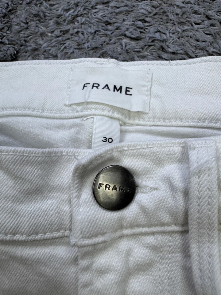 Frame Jeans Men 30 White L'Homme Skinny Slim Fit Stretch Distressed Grudge Denim - Image 3 of 4