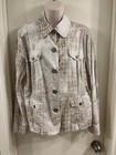 Chicos Size 2 Cotton Beige Bronze Snake Print Shirt Jacket Front Pockets EUC — photo 1