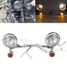 Motorrad Nebelscheinwerfer Zusatzscheinwerfer + Lampenhalter Blinker Für Harley
