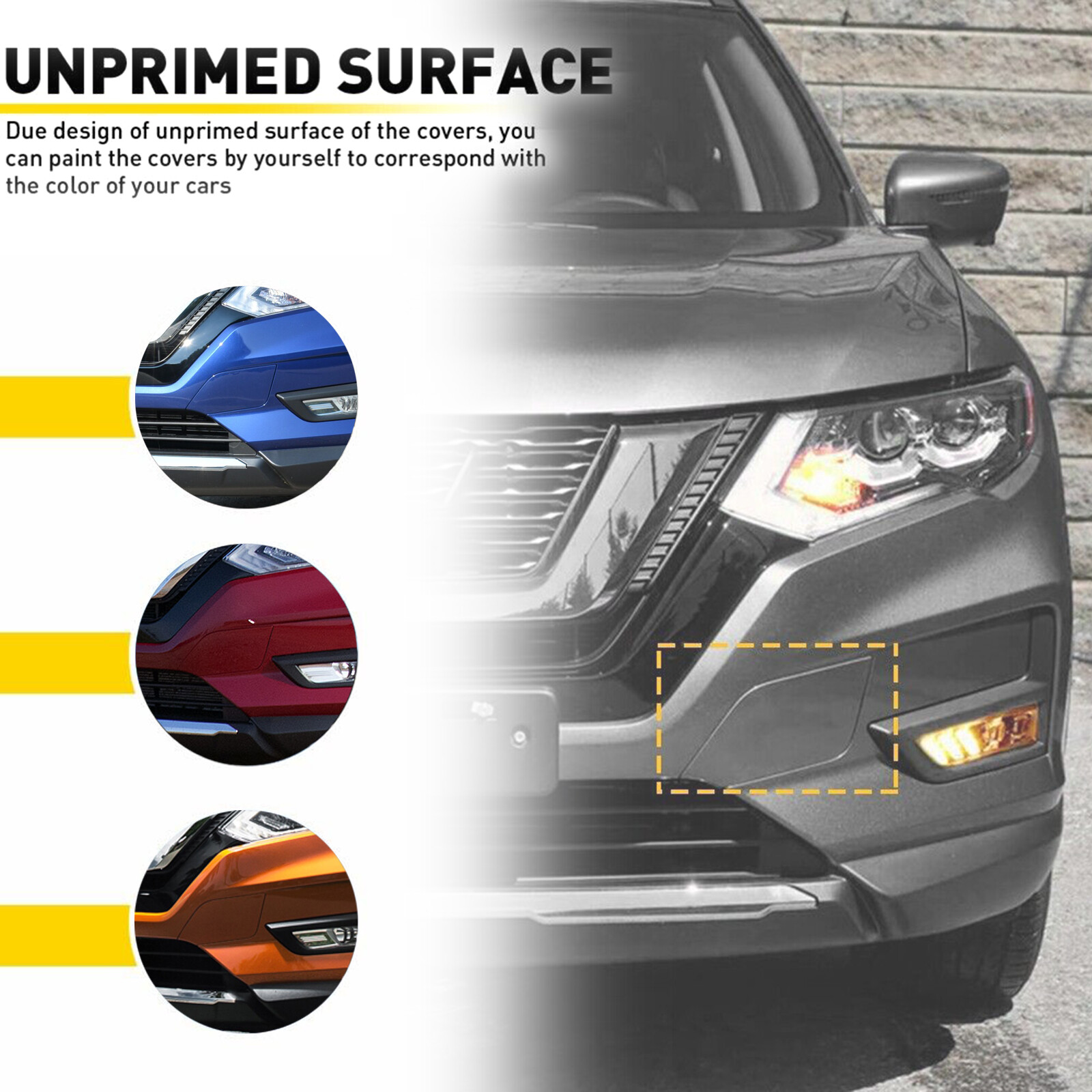 Front Bumper Tow Hook Cover For 2017-2020 Nissan Rogue - OEM Style Replacement Part #622A0-6FL0H, Black Primed 5 thumbnail image