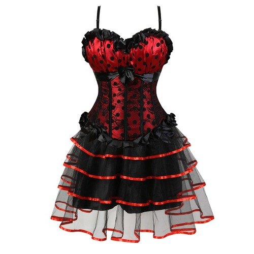 Burlesque Corset Dresses Bustier Skirt Tutu Set Lace Up Gothic  Lolita Coaplay - Afbeelding 1 van 13