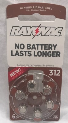 NEW Rayovac 312 6pk L312ZA-6ZM 1.45V.  Use by Oct 2019.