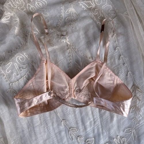 Vintage 1930s Pink Silk Satin Bra Blouse Camisole French Art Deco Lingerie Top - Picture 9 of 13