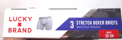 Lucky Brand Men 3 Pk Stretch Boxer Briefs w/ Fly Pouch-SZ M (32-34)-NWT- - Picture 2 of 4