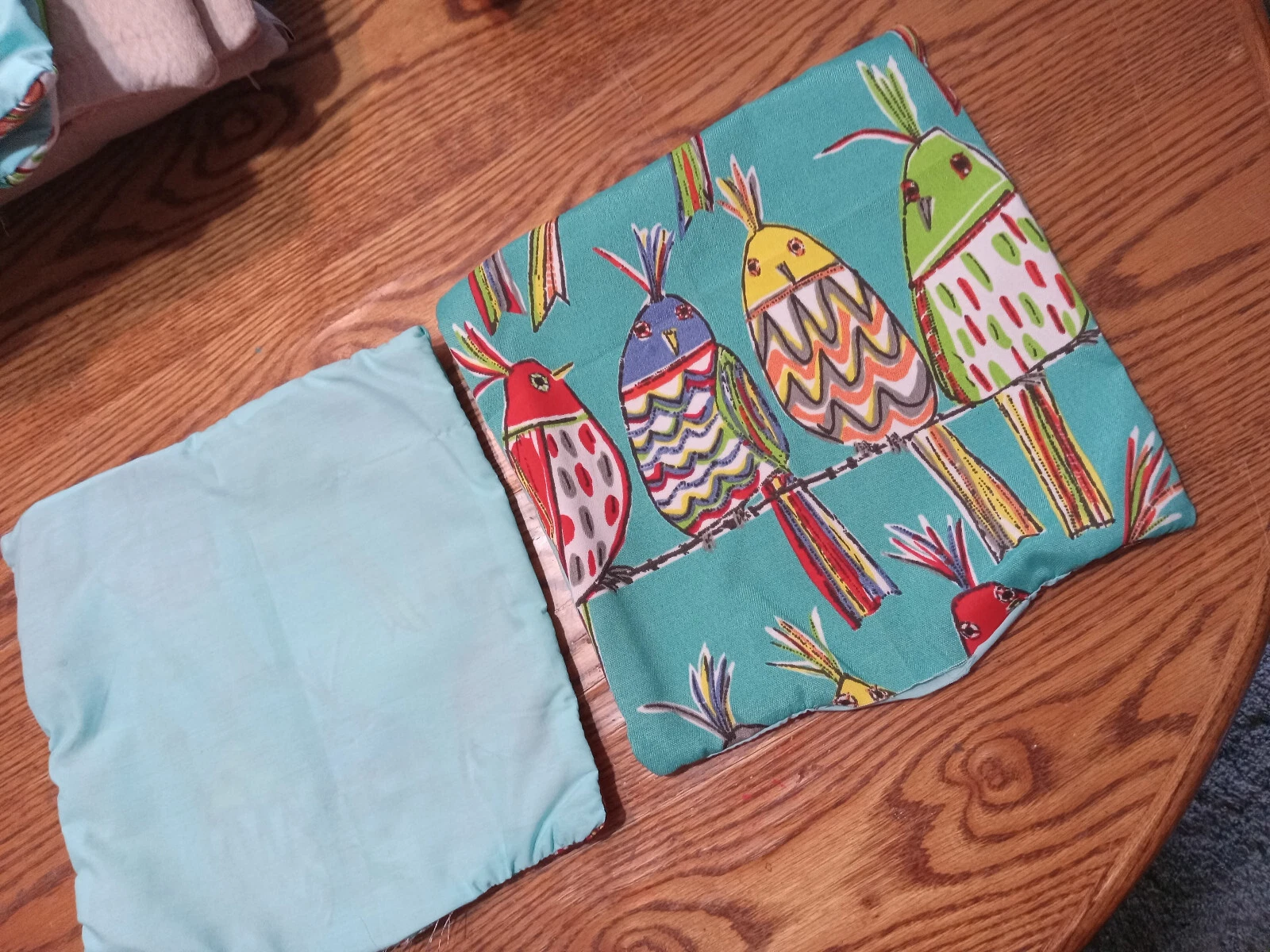 Pair Canary Bird Print Throw Pillows 12 x 12