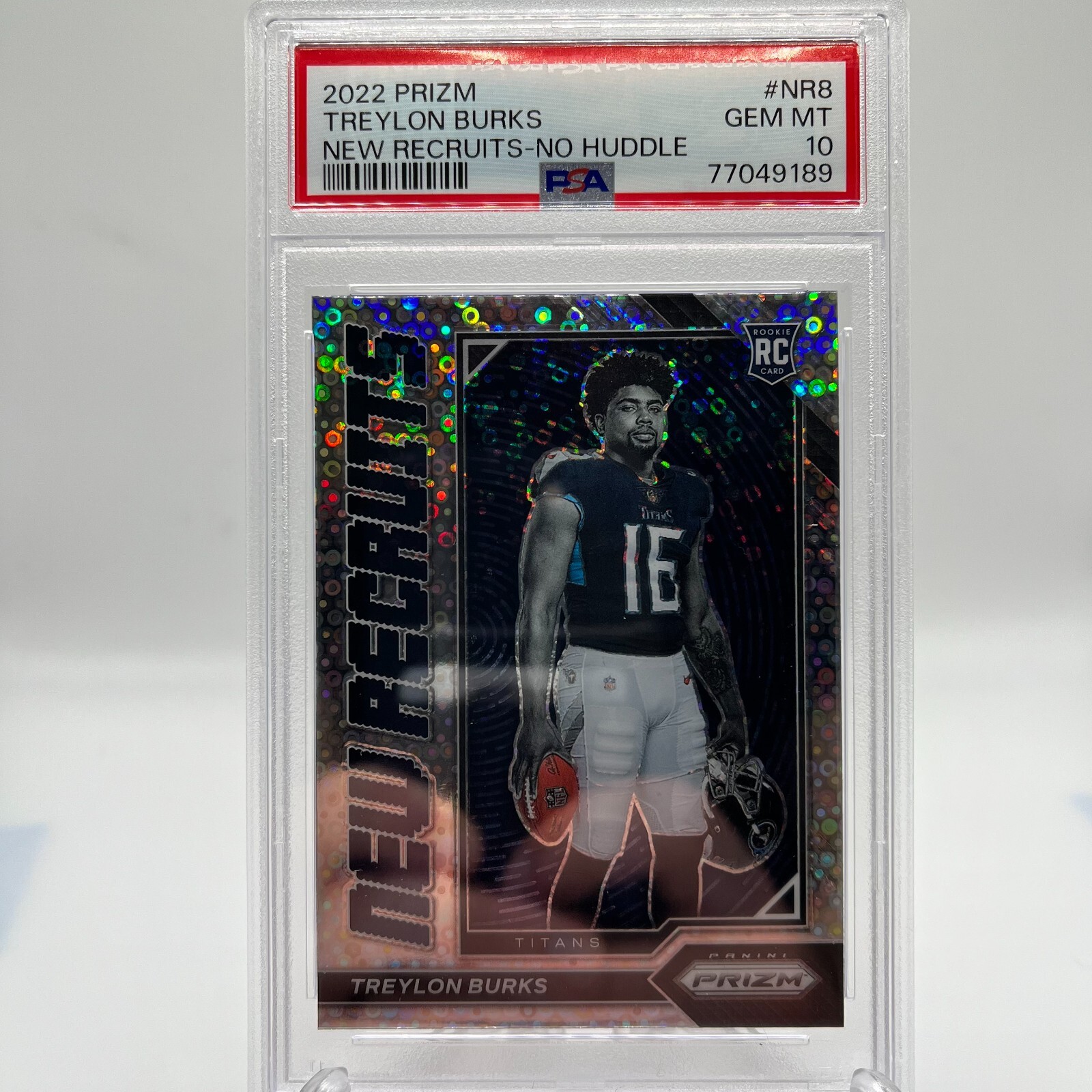 2022 Treylon Burks Panini Prizm New Recruits No Huddle SP #NR-8 Rookie RC PSA 10