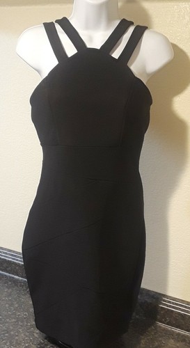Girls Junior Black Dress Emerald Sundae Medium Bodycon Straps Party Fitted Zip - Picture 5 of 7