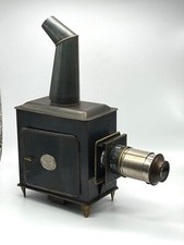 Magic Lantern Oil Lamp Slide Projector w/4 Hand Painted Slides c1866